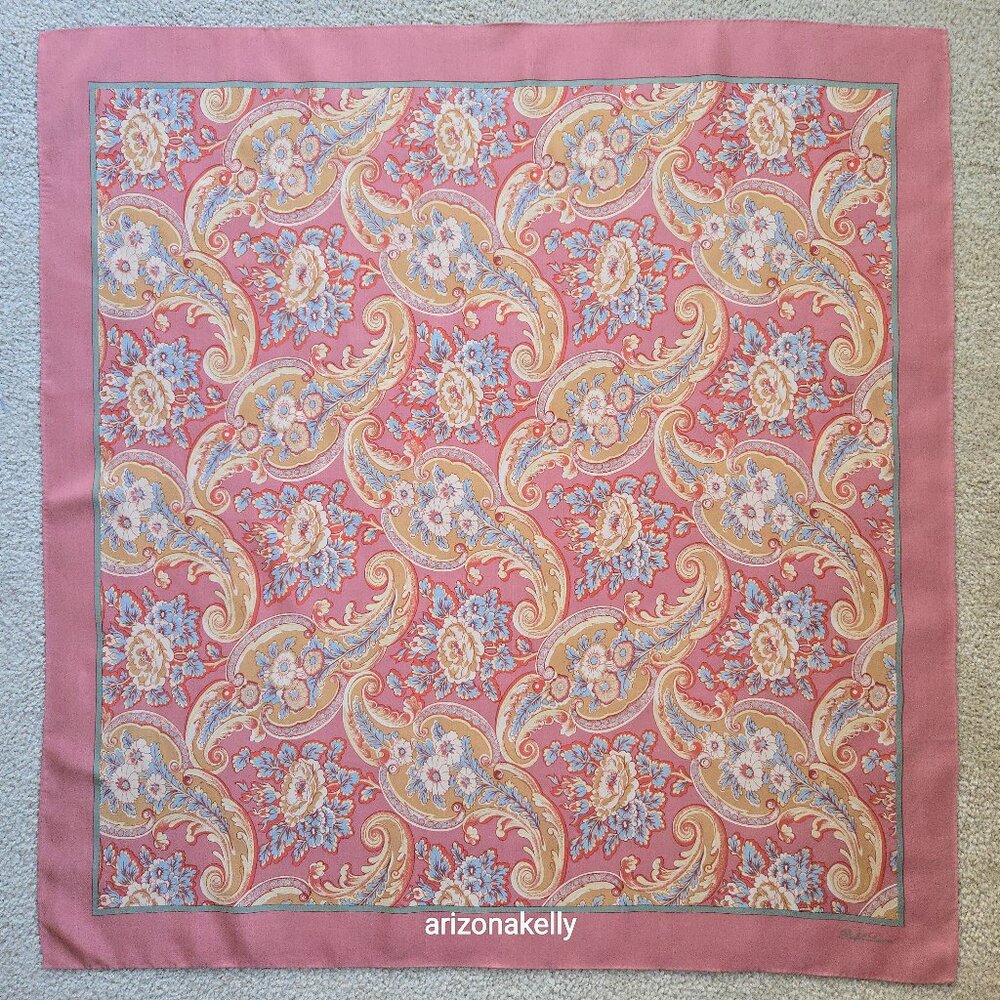 Ralph Lauren Silk Square Scarf Pink - Picture 1 of 12